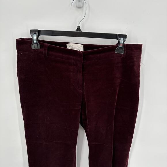 Paul & Joe Burgundy Smooth Cotton Velvet Wide Leg Pants // 40 - Picture 3 of 7